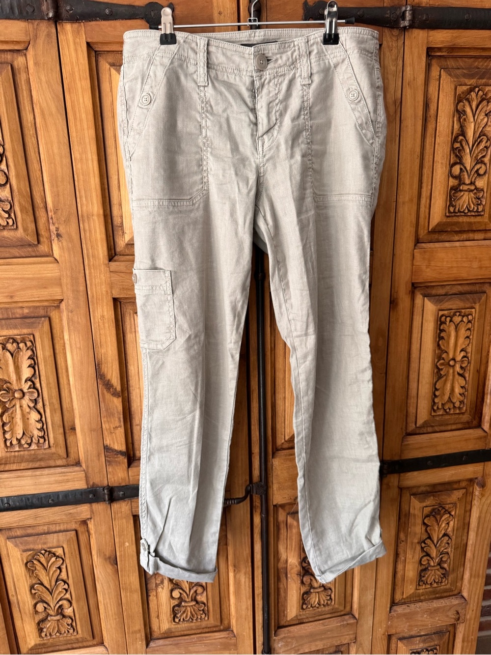 Level 99 Women's Light Gray/Green Cargo Jogger Pants